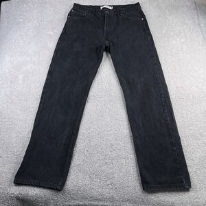 Levis Jeans Mens 36x34 Black 505 Regular Straight Leg Workwear Cotton Denim